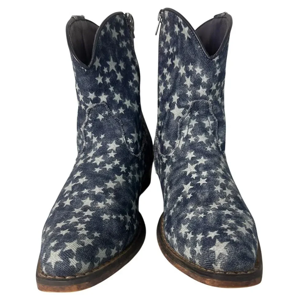 Star-Patterned Blue Ankle Boots - Picture 15 of 15